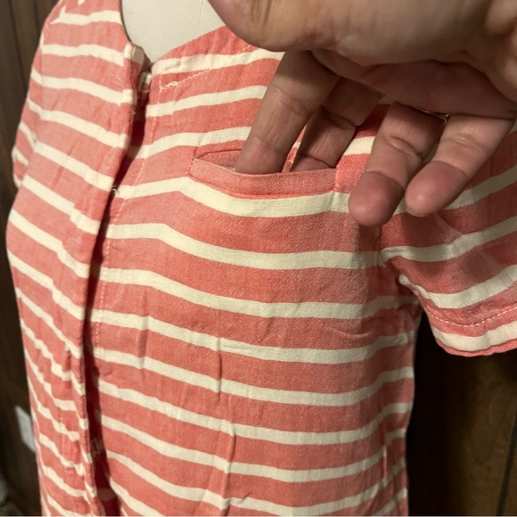 J Crew Boathouse Pink/white Stripe Short Cap Sleeve W/pockets Mini Dress Sz 10 - Picture 3 of 7